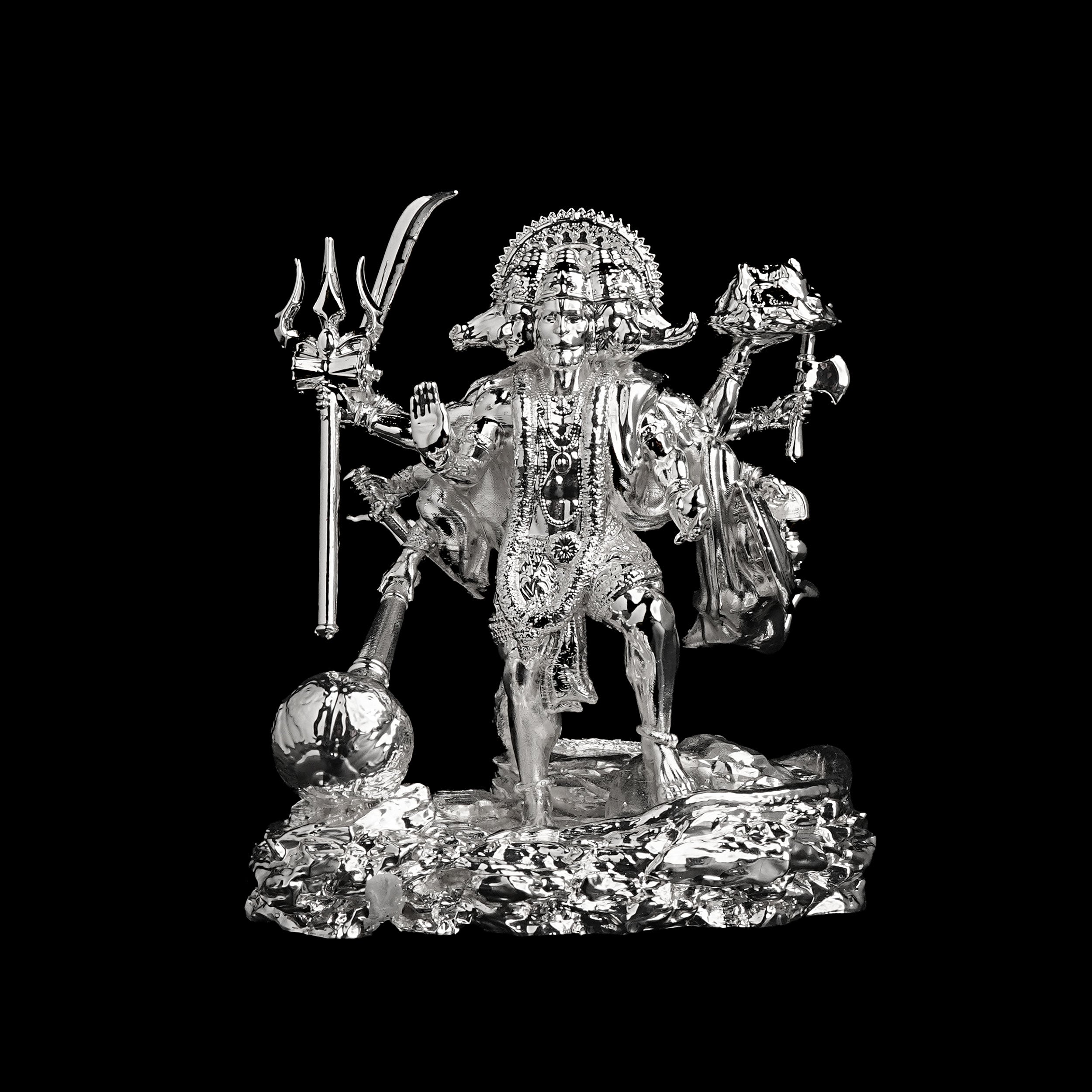 Standing Panchmukhi Hanuman Silver Plated Artarium